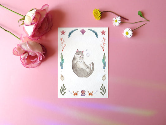 Underwater Cat Print