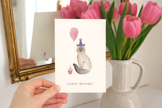 Happy Birthday Cat Print