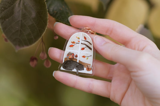 Autumn Cat Keychain