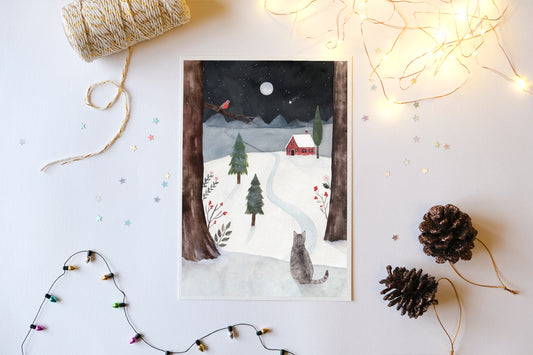 Winter Cottage Art Print