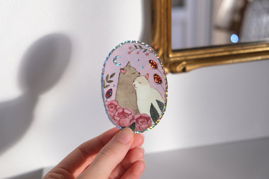 Cats Medallion Glitter Sticker