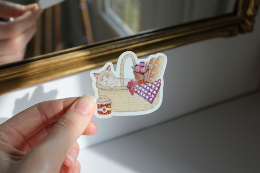 Picnic Cat Glitter Sticker