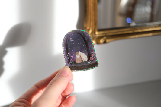 Cats Starry Meadow Glitter Sticker