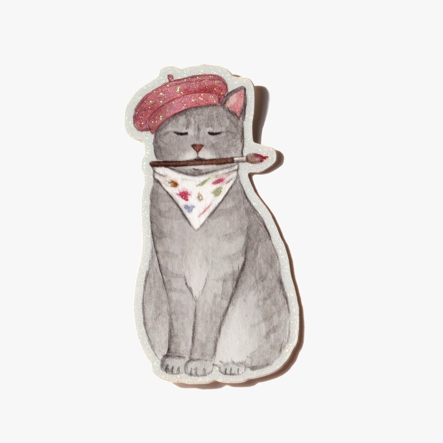 Artist Cat Glitter Sticker