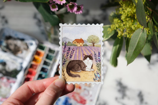 Lavender Fields Stamp Glitter Sticker