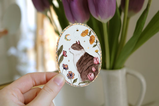 Tabby Cat Medallion Glitter Sticker