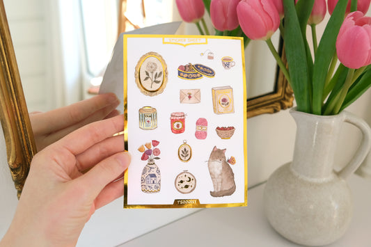 Cottagecore Gold Foil Sticker Sheet