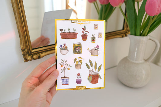 Gardening Gold Foil Sticker Sheet