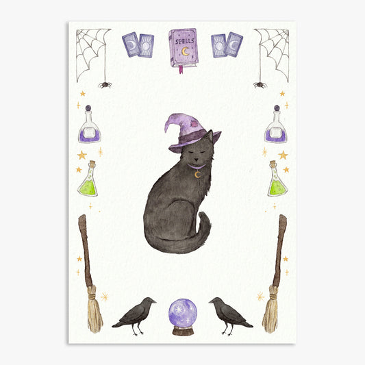 Witch Cat Print