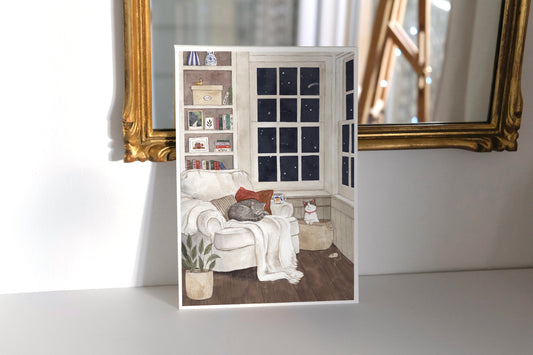 Starlit Library Art Print