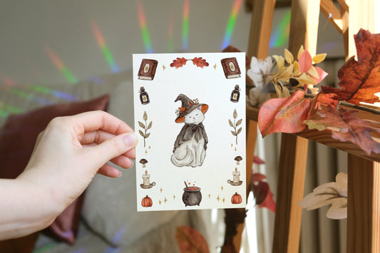Chat-sorcière d’automne Impression Artistique