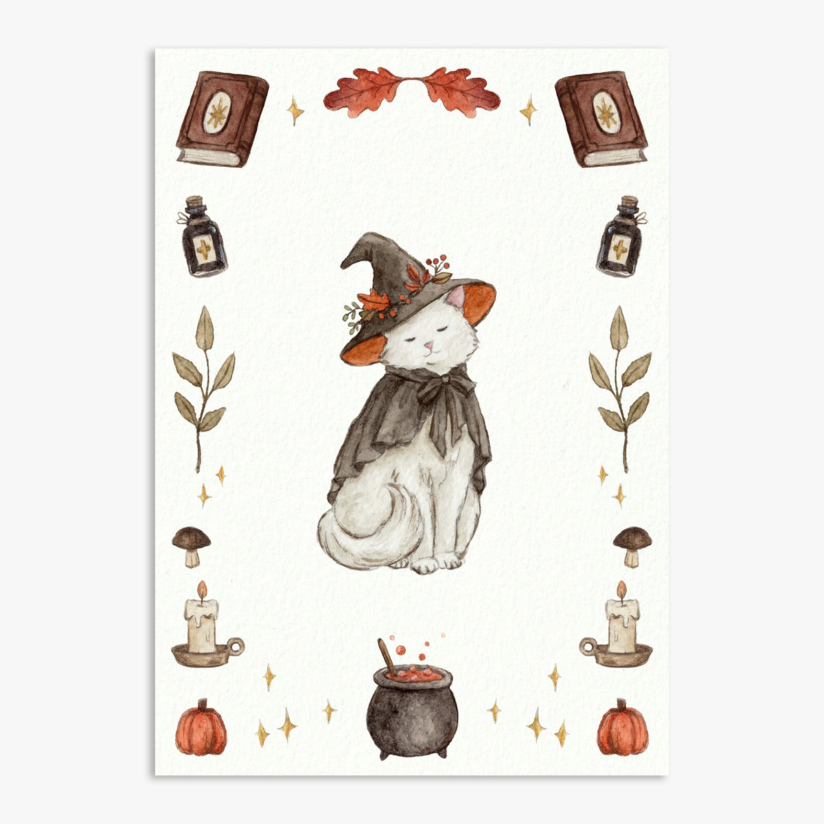 Chat-sorcière d’automne Impression Artistique