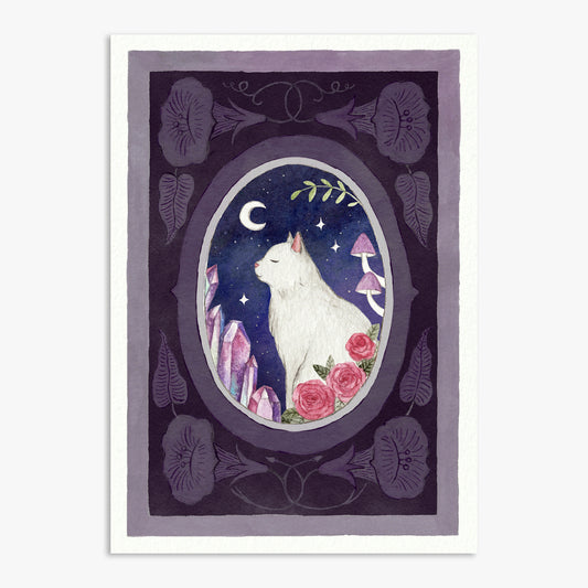 Fairytale White Cat Print