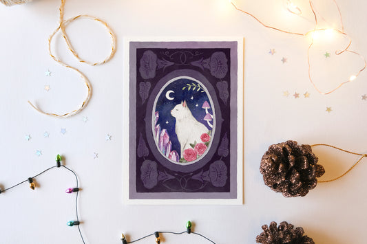 Fairytale White Cat Print