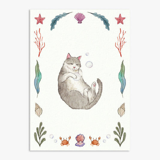 Underwater Cat Print