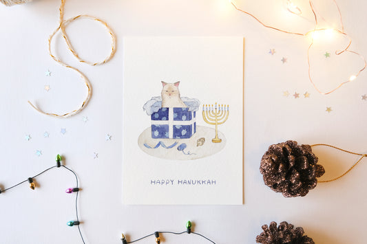 Hanukkah Cat Gift Print