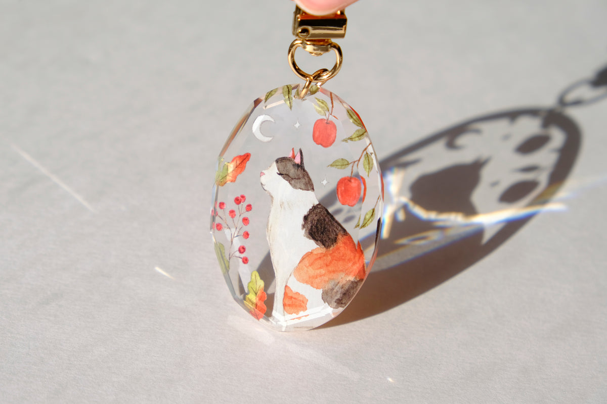 Calico Cat Crystal Keychain