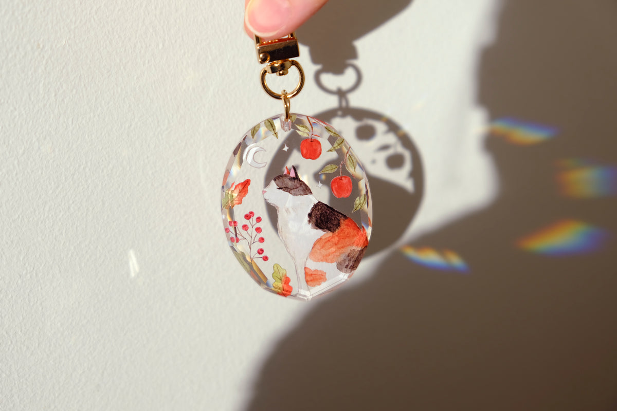Calico Cat Crystal Keychain