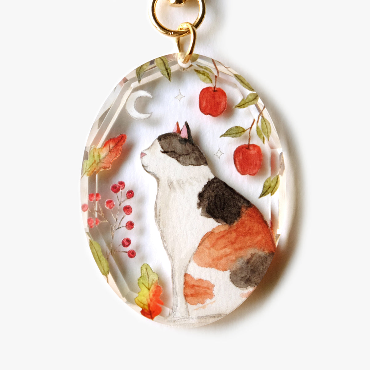 Calico Cat Crystal Keychain