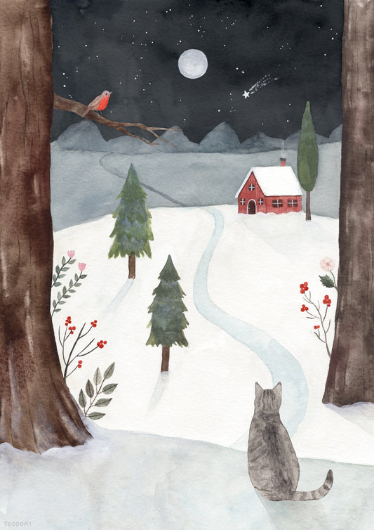 Winter Cottage Art Print