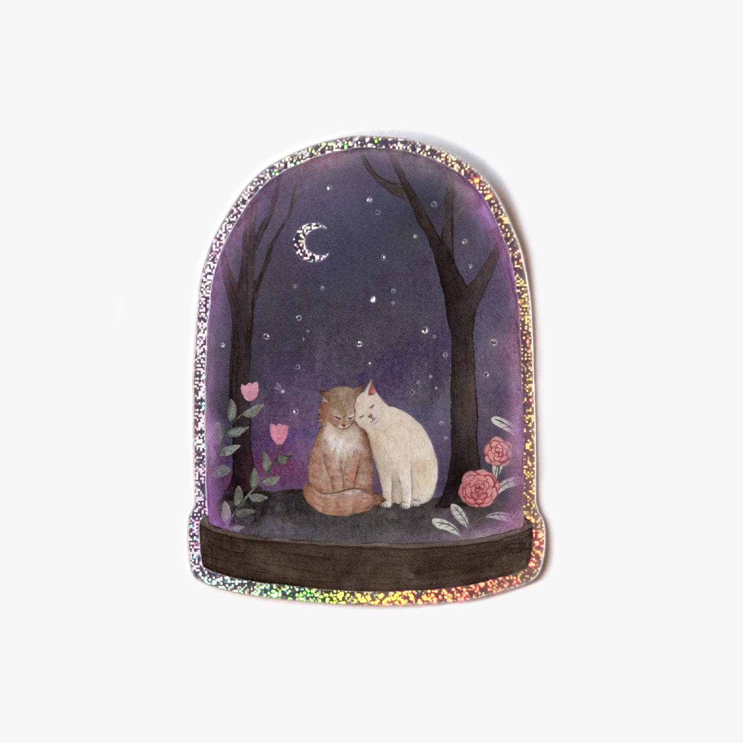 Cats Starry Meadow Glitter Sticker