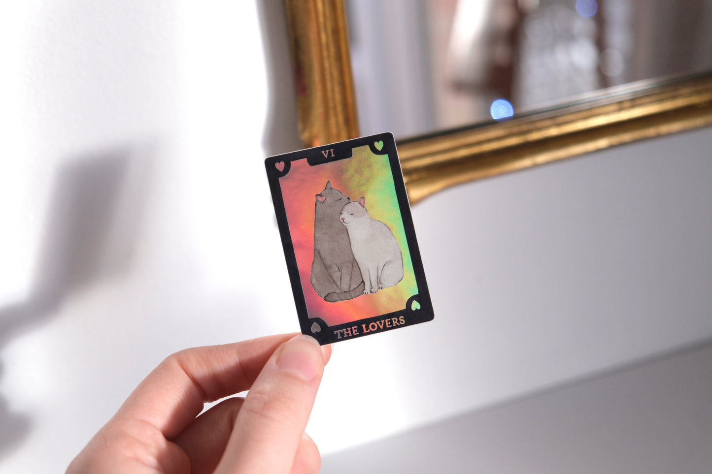 Tarot Card - The Lovers Holographic Sticker