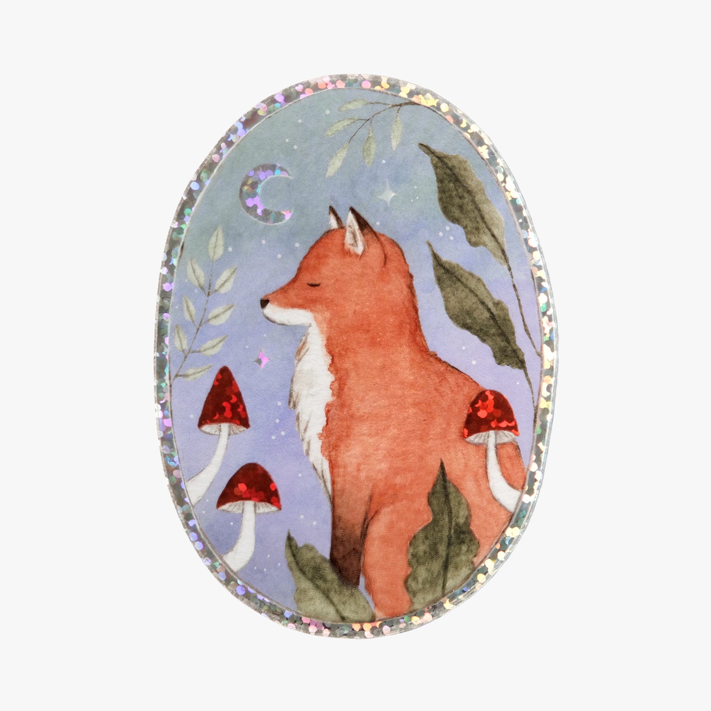 Fox Medallion Glitter Sticker