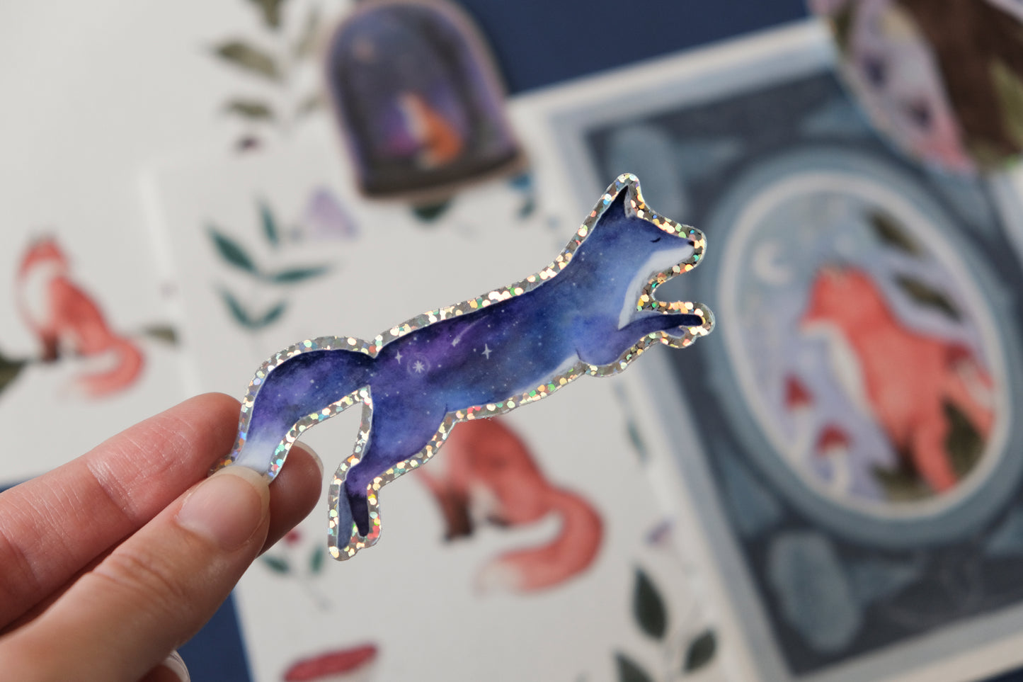 Galactic Fox Glitter Sticker