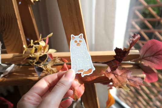 Ghost Cat Glitter Sticker