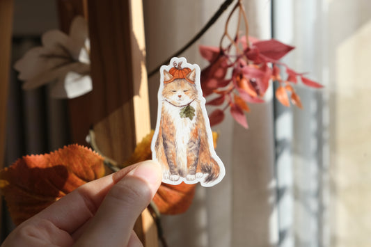 Chat Citrouille Sticker