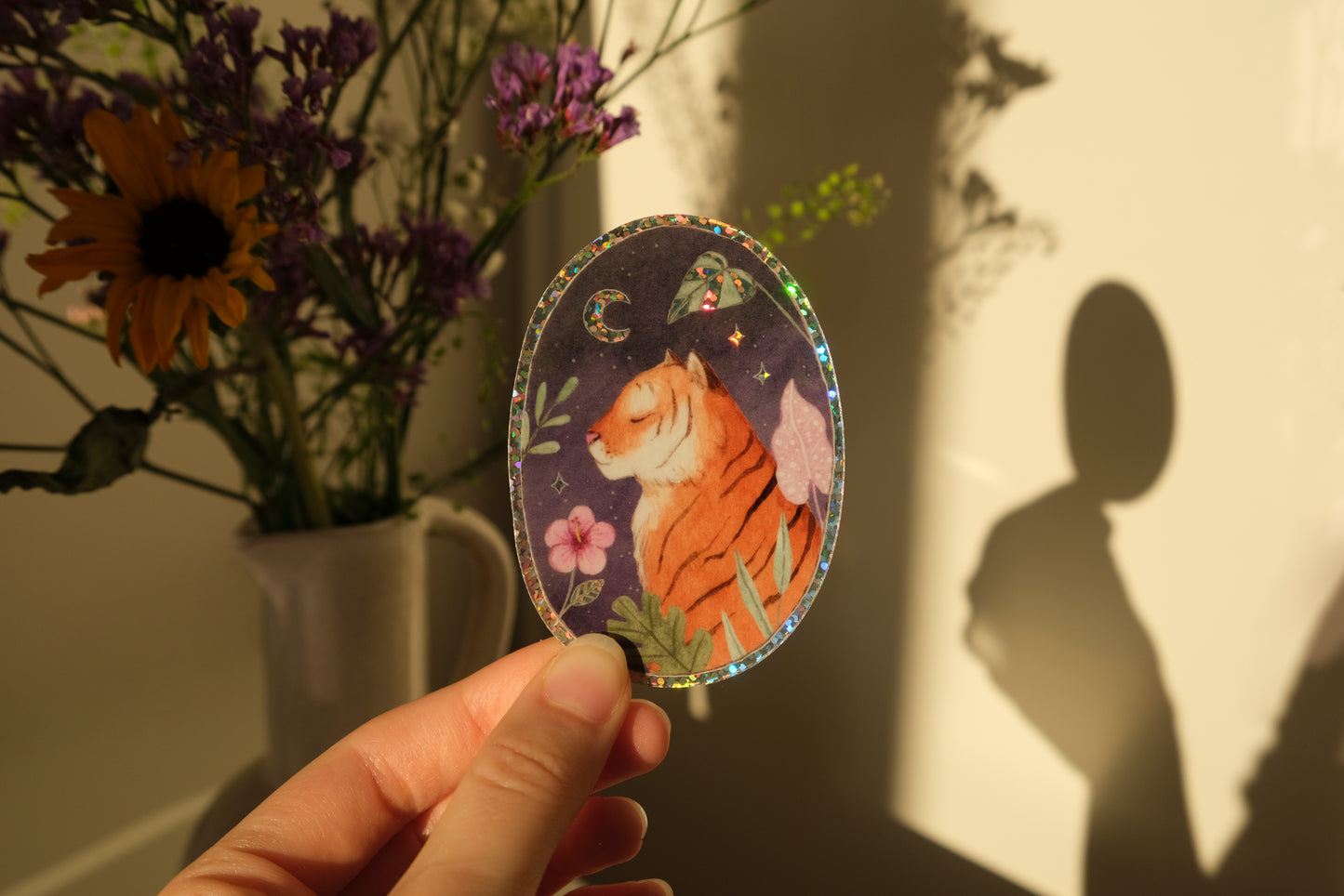 Tiger Medallion Glitter Sticker