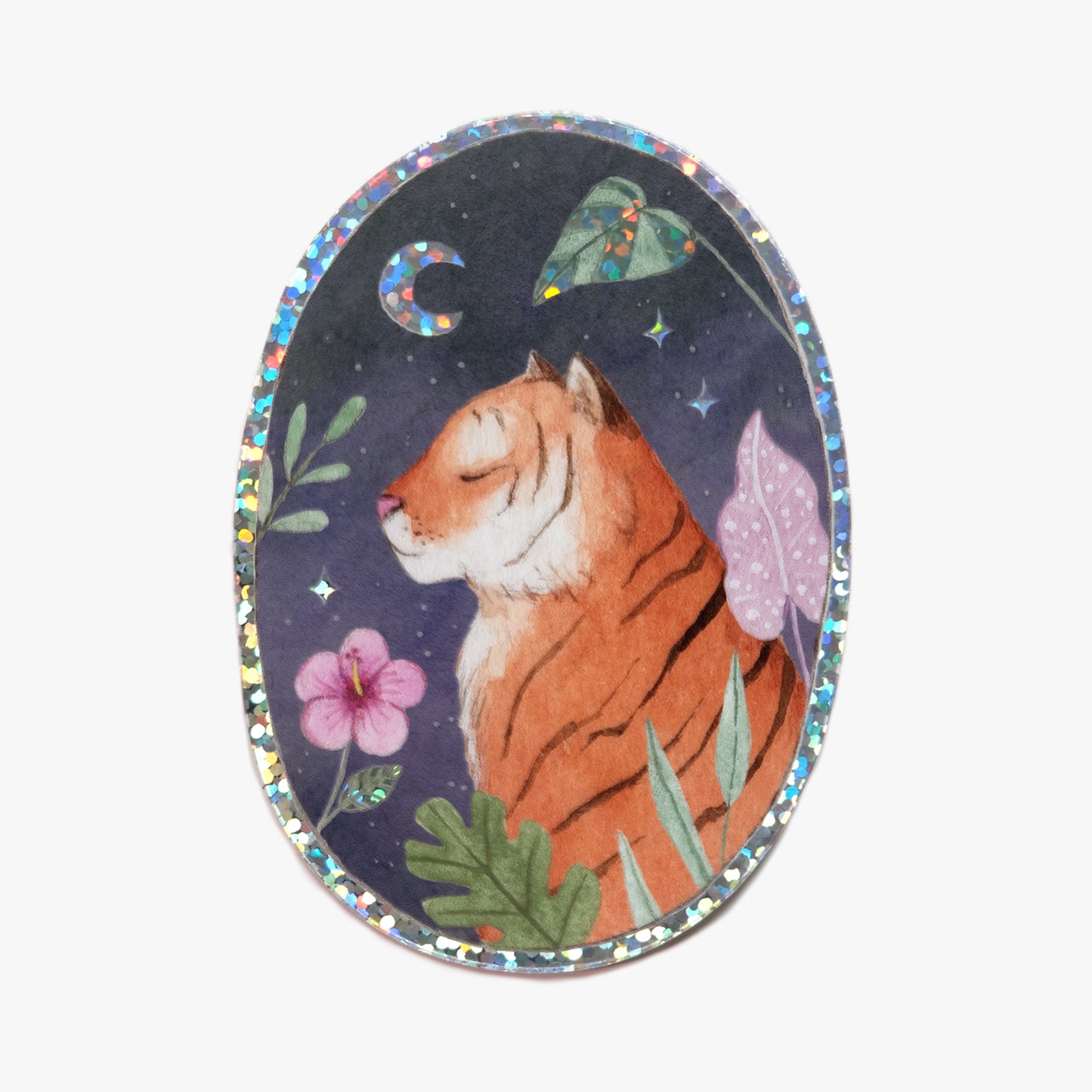 Tiger Medallion Glitter Sticker