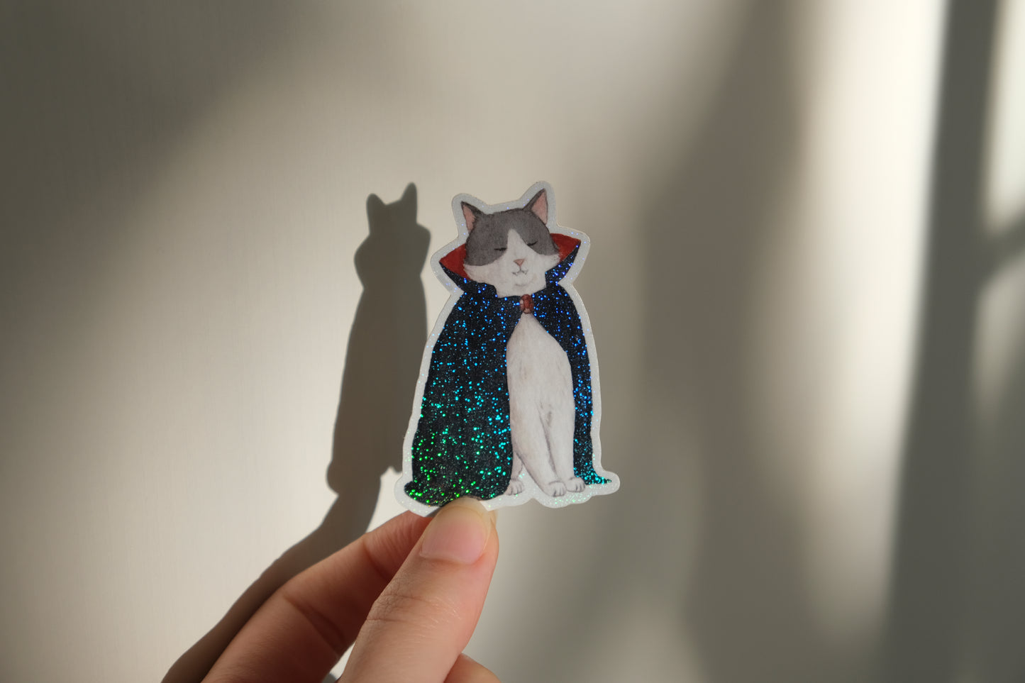 Vampire Cat Glitter Sticker