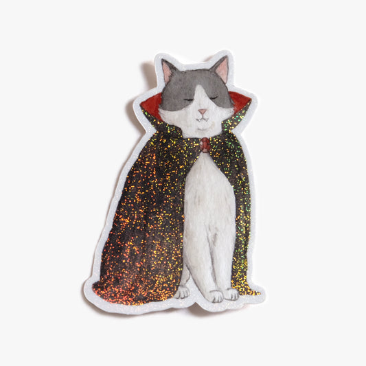 Vampire Cat Glitter Sticker