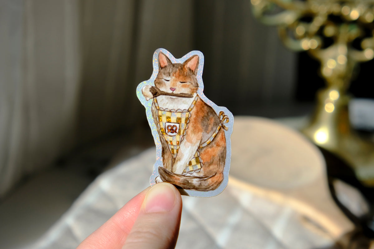 Baker Cat Glitter Sticker