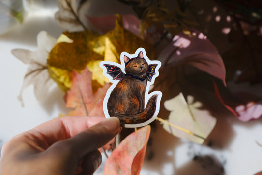 Sticker Pailleté Chat Chauve-souris