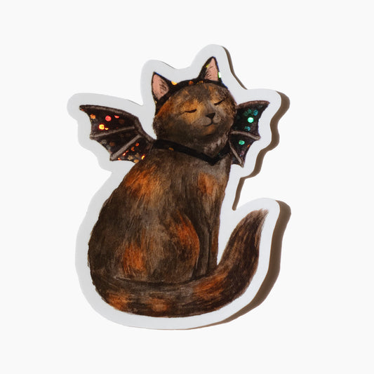 Sticker Pailleté Chat Chauve-souris
