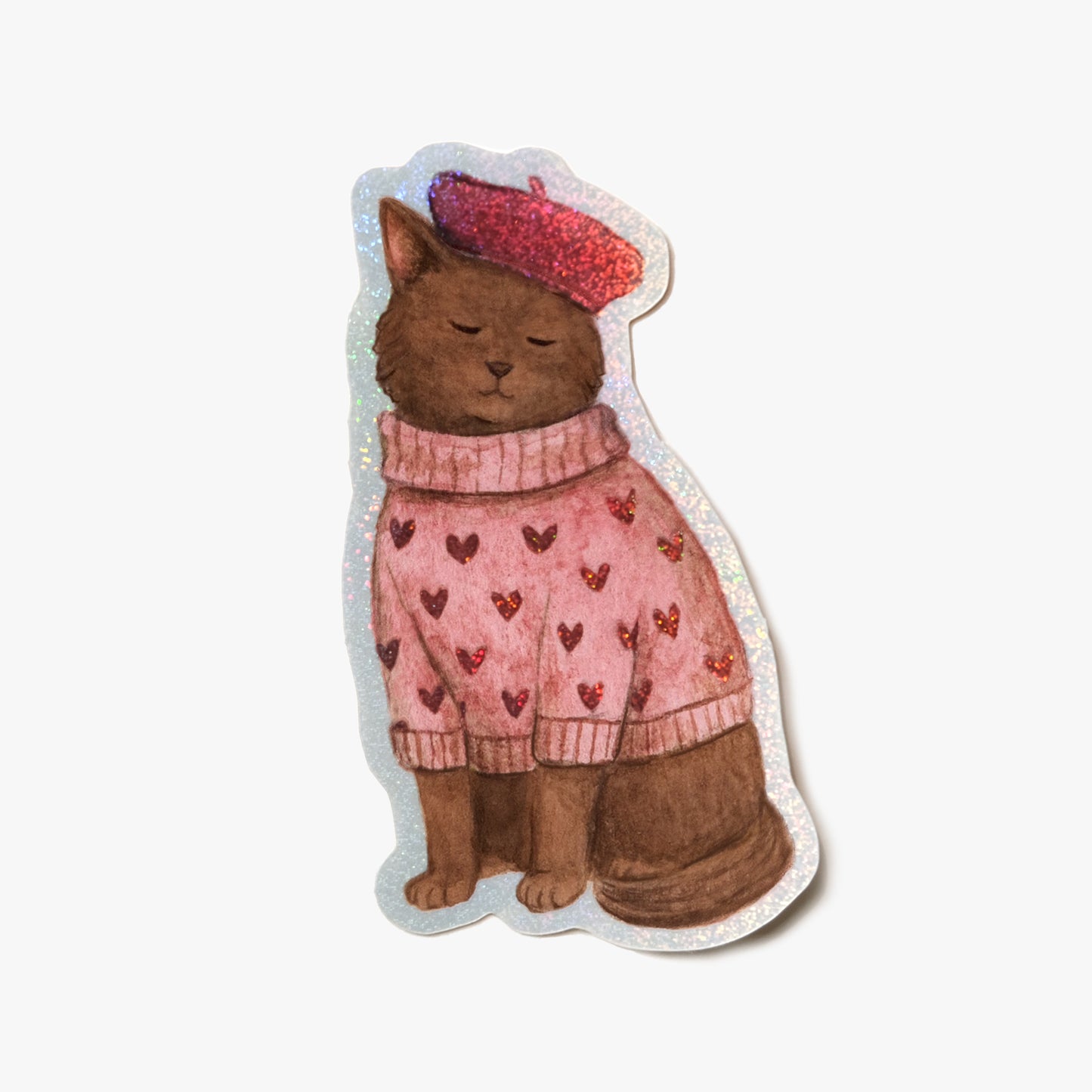 Sticker Pailleté Chat Chéri