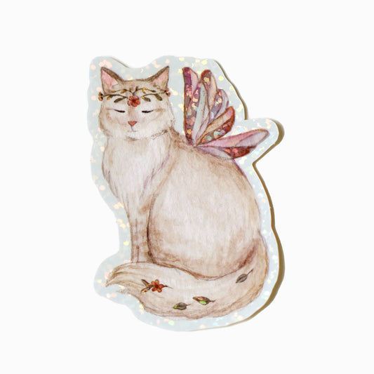 Sticker Pailleté Chat Fée