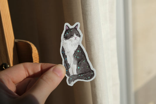 Midnight Cat Glitter Sticker