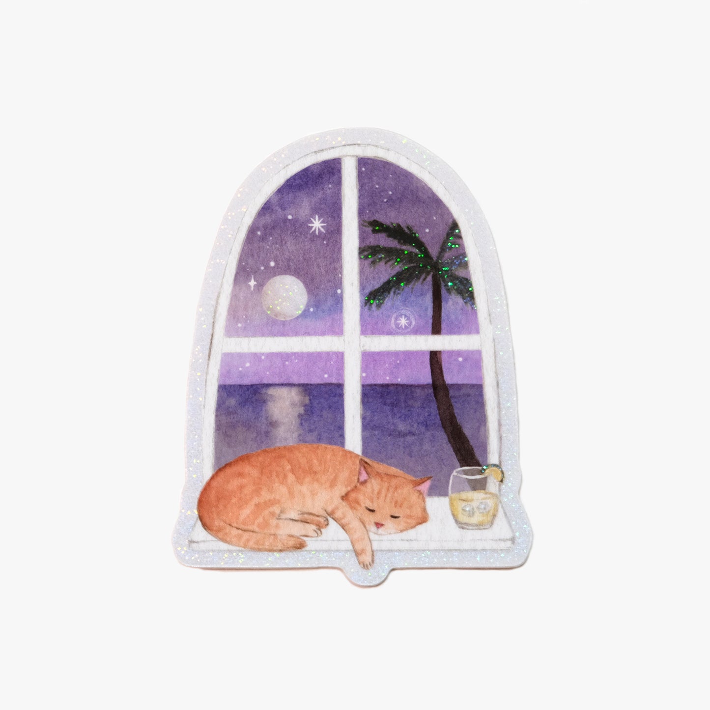 Paradise Cat Glitter Sticker