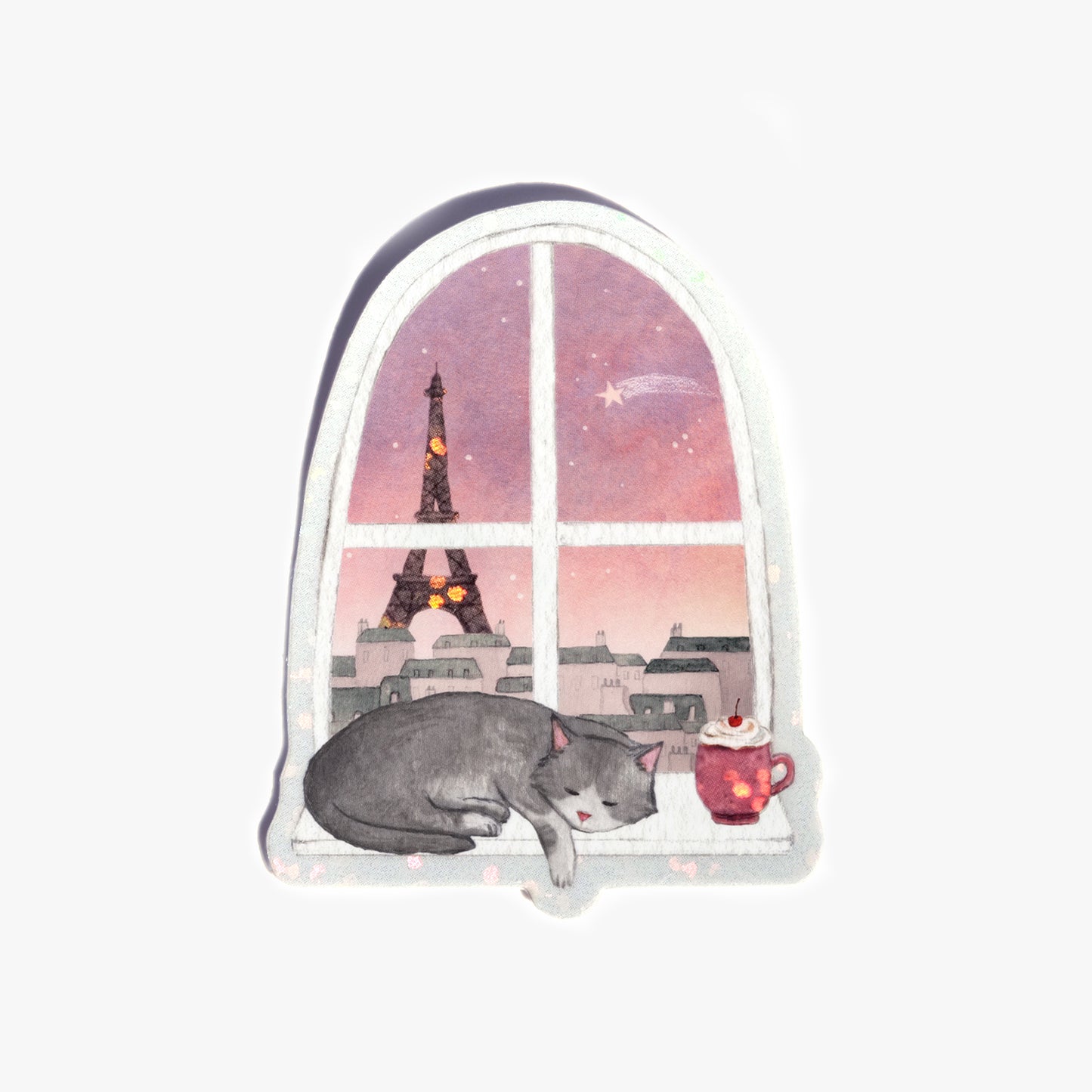 Parisian Cat Glitter Sticker