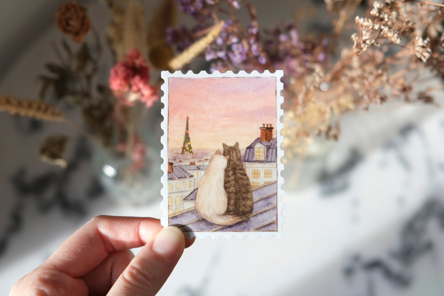 Parisian Sunset Stamp Glitter Sticker