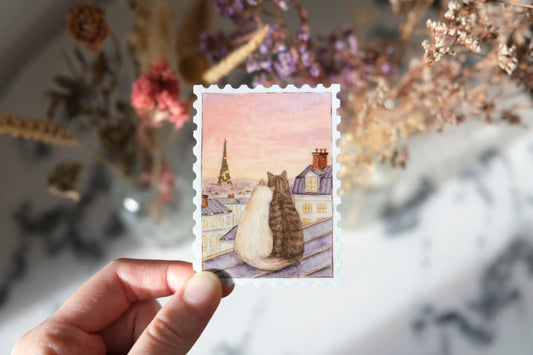 Parisian Sunset Stamp Glitter Sticker
