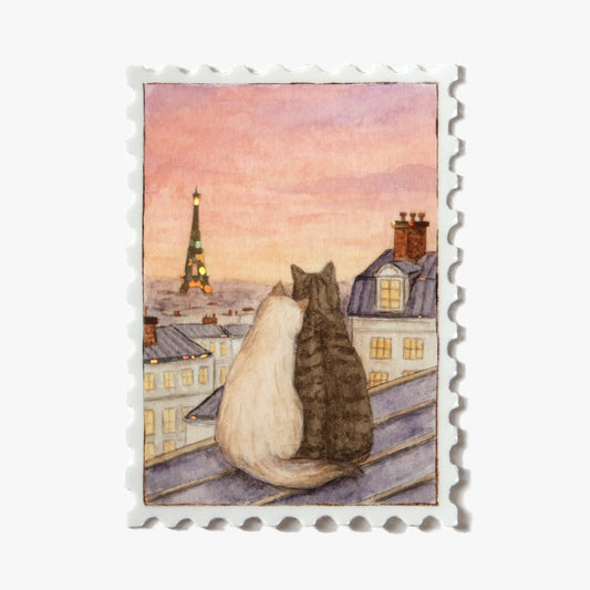 Parisian Sunset Stamp Glitter Sticker
