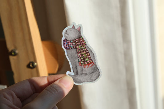 Scarf Cat Glitter Sticker