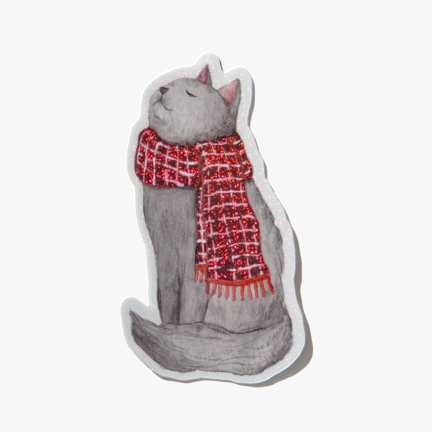 Scarf Cat Glitter Sticker