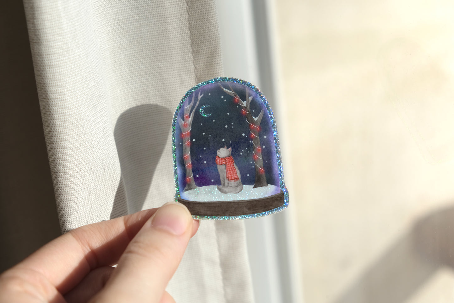 Winter Globe Glitter Sticker