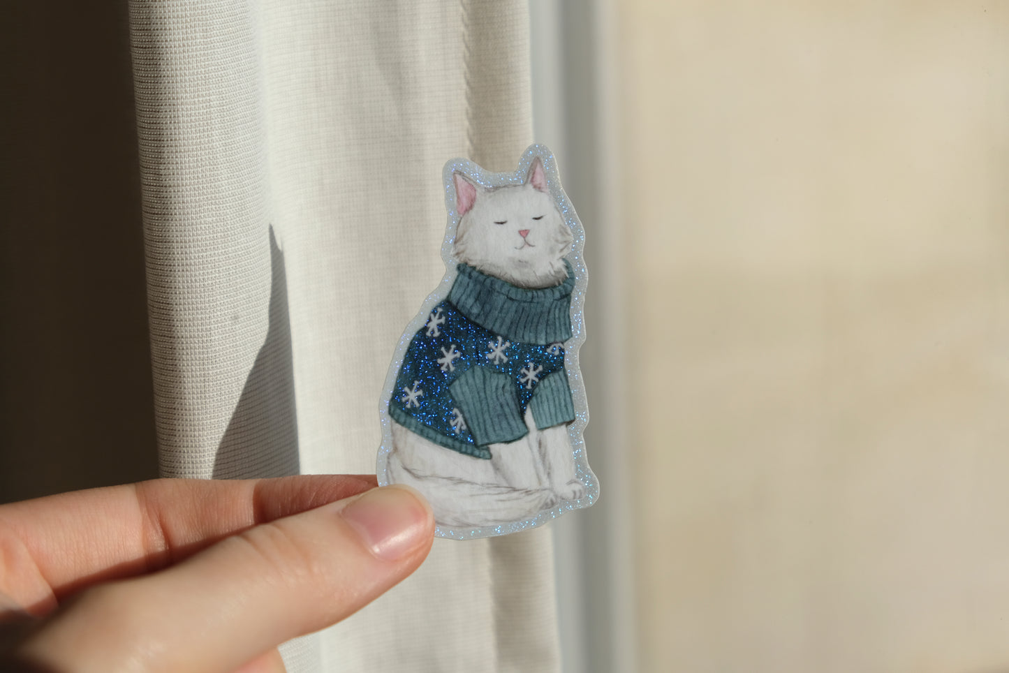 Sweater Cat Glitter Sticker