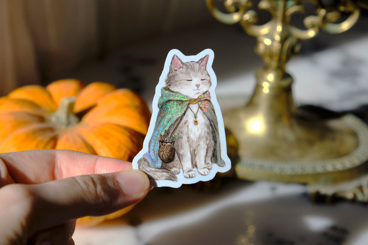 Wanderer Cat Glitter Sticker
